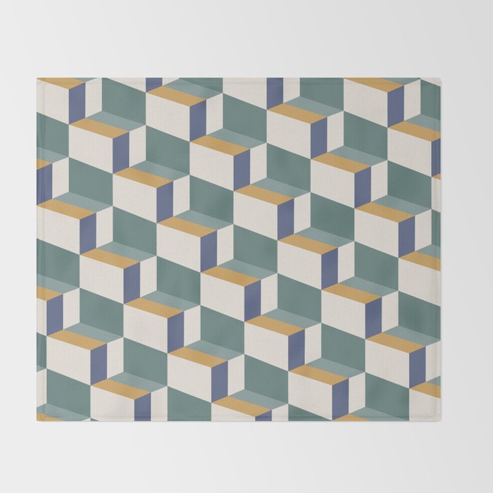 Cuboid Geometric Abstract Shapes Pattern XIV Throw Blanket Gallery Image 2