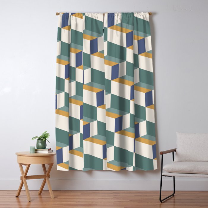 Cuboid Geometric Abstract Shapes Pattern XIV Window Curtain Gallery Image 5