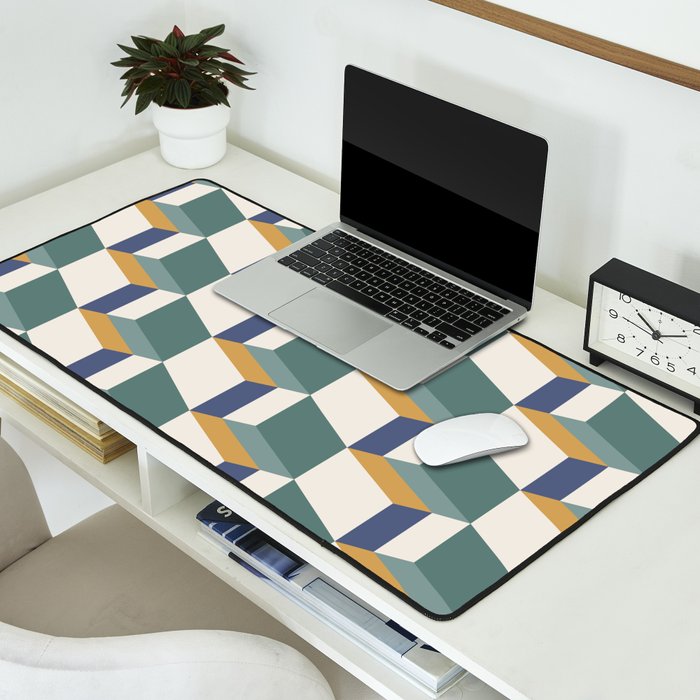 Cuboid Geometric Abstract Shapes Pattern XIV Desk Mat Gallery Image 2