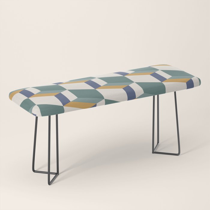 Cuboid Geometric Abstract Shapes Pattern XIV Bench Gallery Image 1