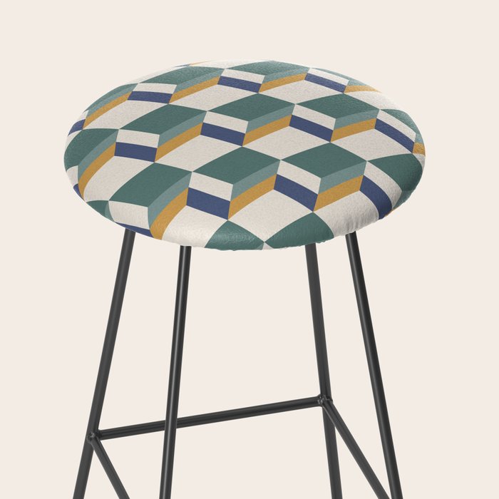 Cuboid Geometric Abstract Shapes Pattern XIV Stool Gallery Image 2