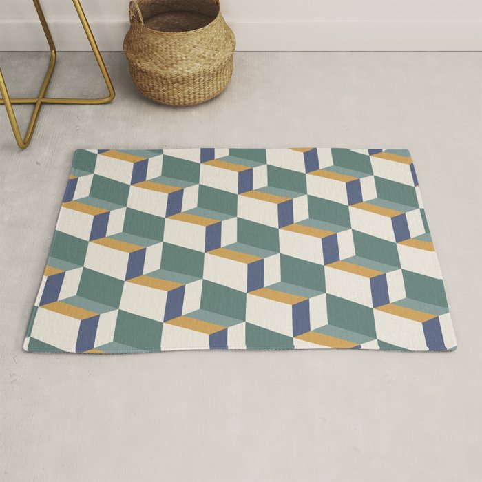 Cuboid Geometric Abstract Shapes Pattern XIV Rug Gallery Image 1