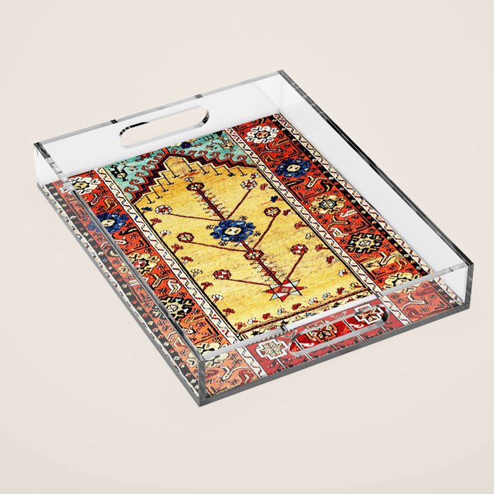 Antique Turkish Ladik Prayer Rug Print Acrylic Tray Gallery Image 1