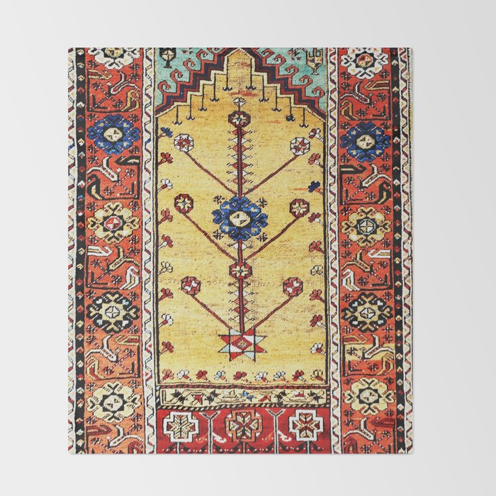 Antique Turkish Ladik Prayer Rug Print Throw Blanket Gallery Image 2