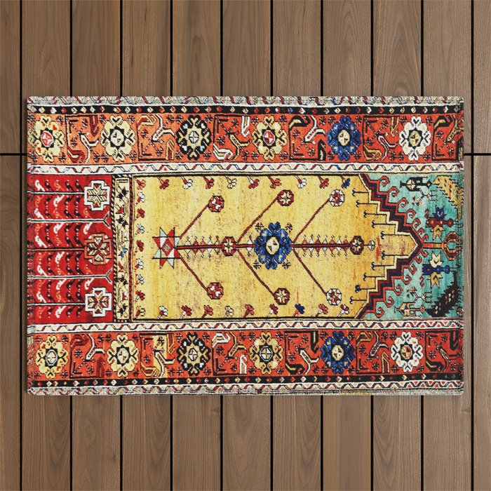 Antique Turkish Ladik Prayer Rug Print Outdoor Rug Gallery Image 1