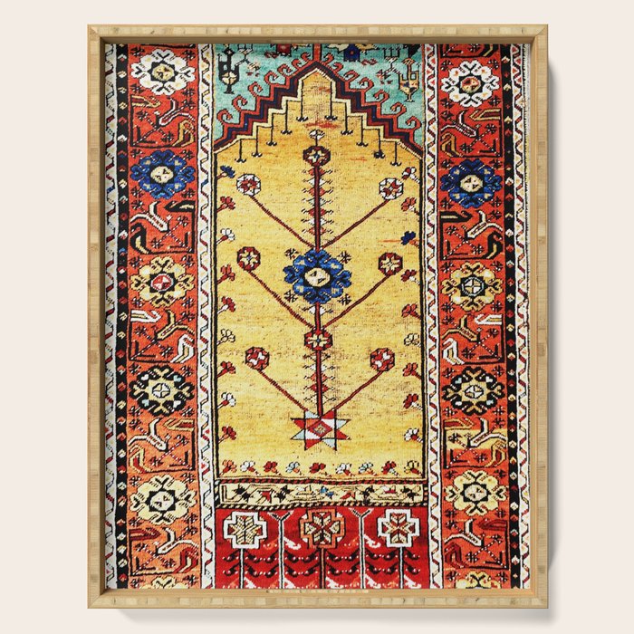 Antique Turkish Ladik Prayer Rug Print Serving Tray Gallery Image 1