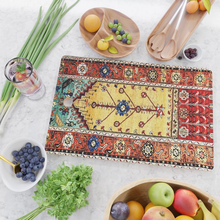 Antique Turkish Ladik Prayer Rug Print Cutting Board Gallery Image 2