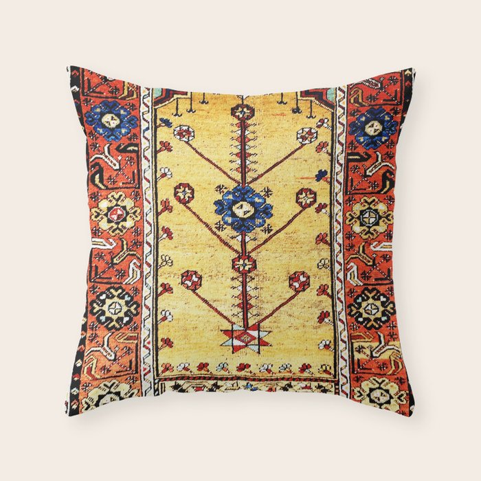 Antique Turkish Ladik Prayer Rug Print Throw Pillow Gallery Image 6