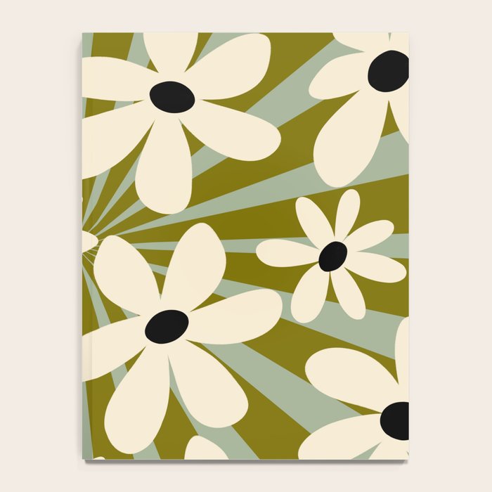 Retro Psychedelic Daisy Flower - Green Color Notebook Gallery Image 4