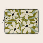 Retro Psychedelic Daisy Flower - Green Color Laptop Sleeve Gallery Image 1