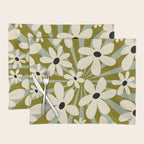 Retro Psychedelic Daisy Flower - Green Color Placemat Gallery Image 1