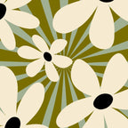 Retro Psychedelic Daisy Flower - Green Color Coffee Mug Gallery Image 2