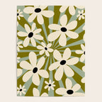 Retro Psychedelic Daisy Flower - Green Color Poster Gallery Image 4
