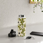Retro Psychedelic Daisy Flower - Green Color Water Bottle Gallery Image 4