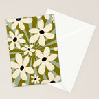 Retro Psychedelic Daisy Flower - Green Color Stationery Card Gallery Image 2