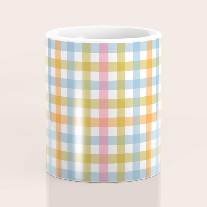 Pastel Gingham Plaid Multicolored Checkered Pattern Coffee Mug Gallery Image 4