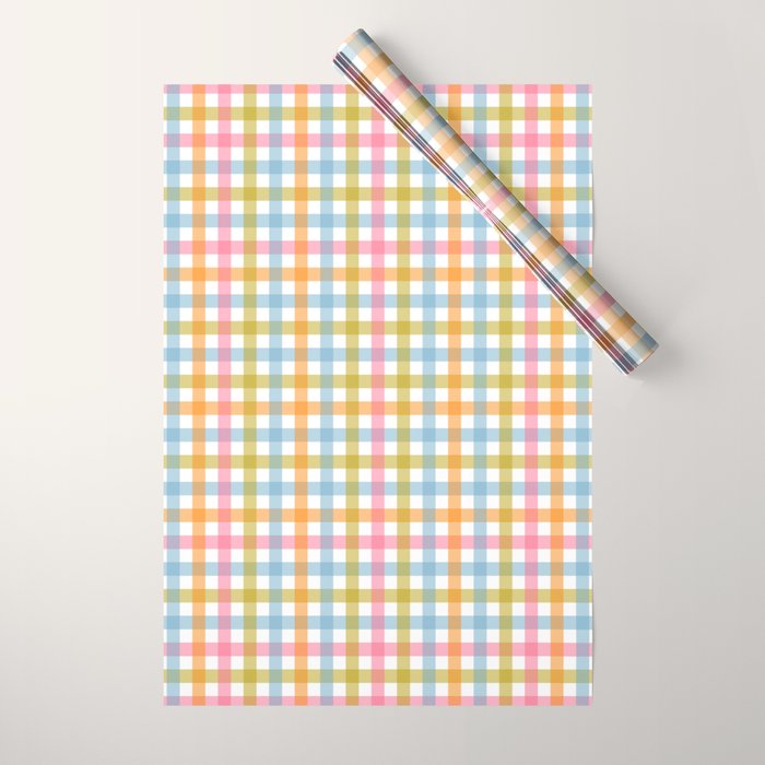 Pastel Gingham Plaid Multicolored Checkered Pattern Wrapping Paper Gallery Image 1