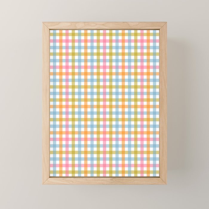 Pastel Gingham Plaid Multicolored Checkered Pattern Mini Art Print Gallery Image 1
