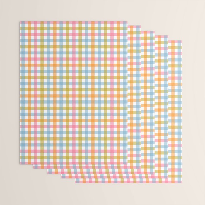Pastel Gingham Plaid Multicolored Checkered Pattern Wrapping Paper Gallery Image 3