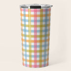 Pastel Gingham Plaid Multicolored Checkered Pattern Travel Mug Gallery Image 1