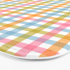 Pastel Gingham Plaid Multicolored Checkered Pattern Bath Mat Gallery Image 3