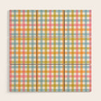 Pastel Gingham Plaid Multicolored Checkered Pattern Wood Wall Art Gallery Image 1