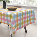 Pastel Gingham Plaid Multicolored Checkered Pattern Tablecloth Gallery Image 3