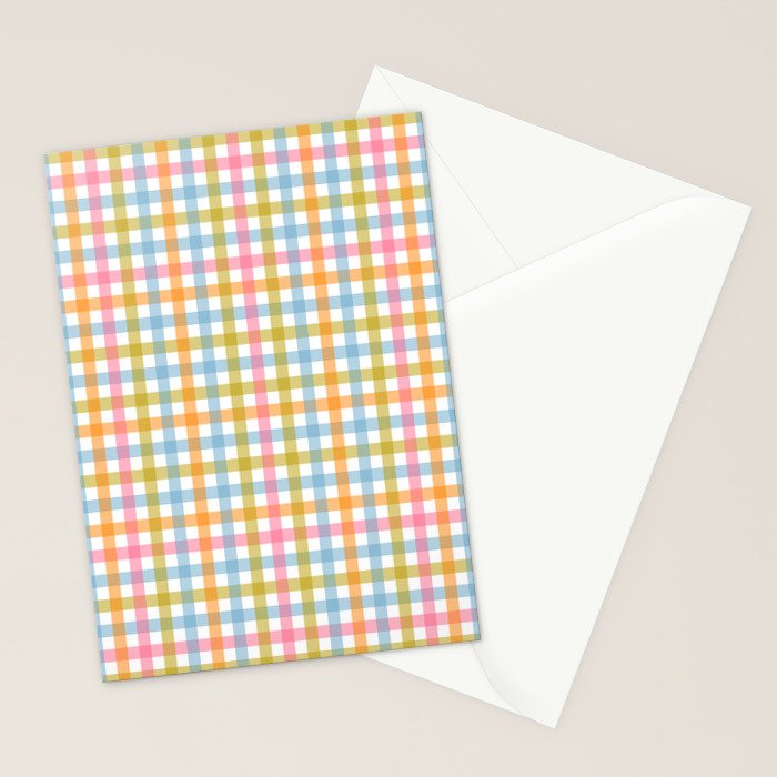 Pastel Gingham Plaid Multicolored Checkered Pattern Stationery Card Gallery Image 2