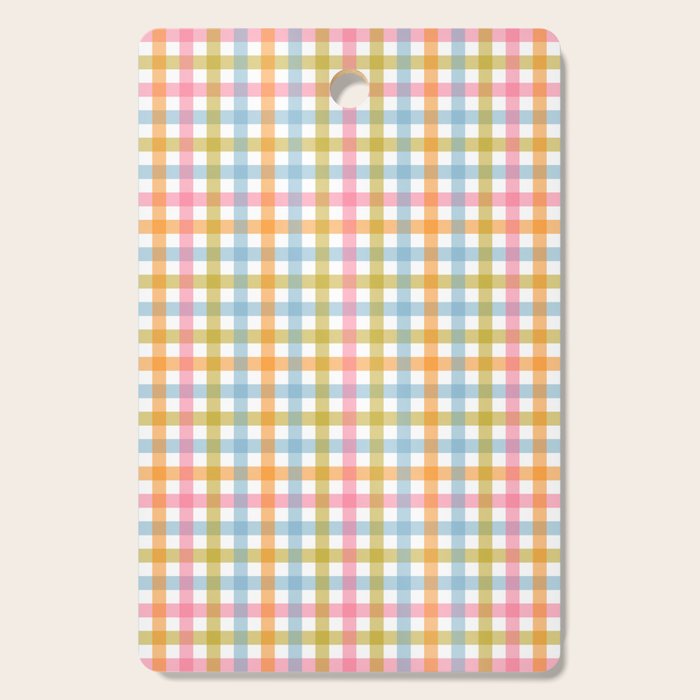 Pastel Gingham Plaid Multicolored Checkered Pattern Cutting Board Gallery Image 1