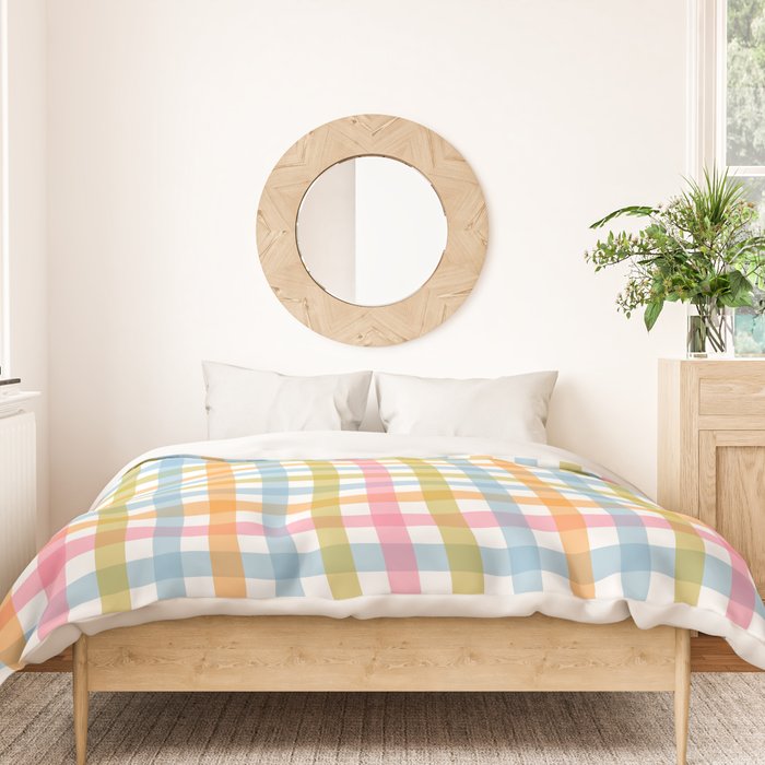Pastel Gingham Plaid Multicolored Checkered Pattern Duvet Cover Gallery Image 3