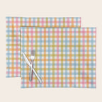 Pastel Gingham Plaid Multicolored Checkered Pattern Placemat Gallery Image 1