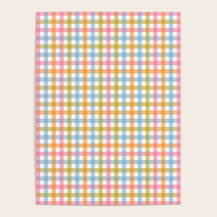Pastel Gingham Plaid Multicolored Checkered Pattern Poster Gallery Image 4
