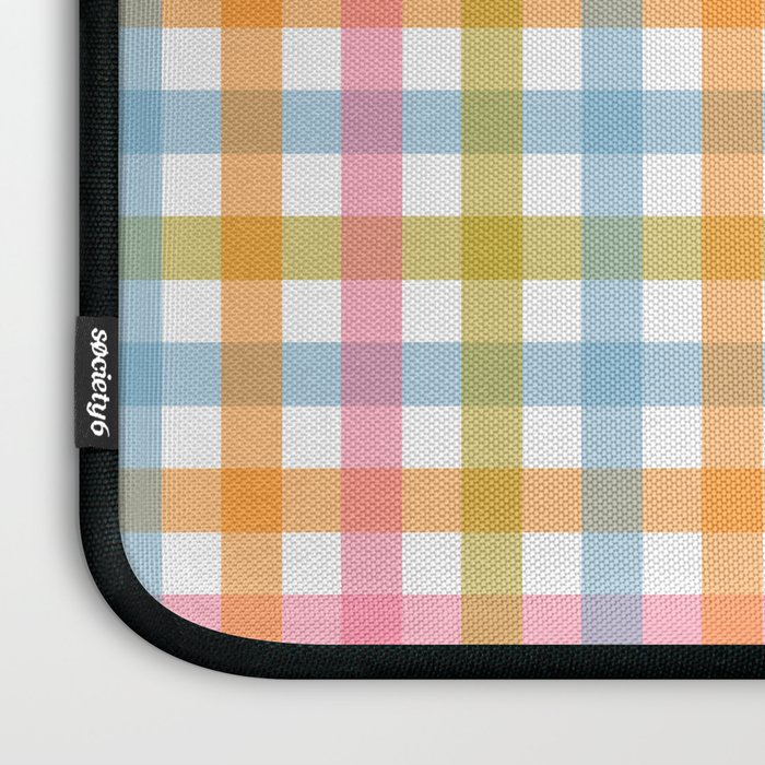 Pastel Gingham Plaid Multicolored Checkered Pattern Laptop Sleeve Gallery Image 3