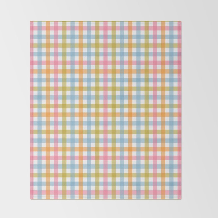 Pastel Gingham Plaid Multicolored Checkered Pattern Throw Blanket Gallery Image 2