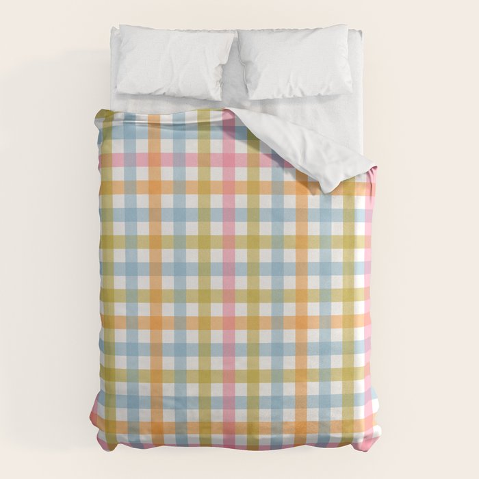 Pastel Gingham Plaid Multicolored Checkered Pattern Duvet Cover Gallery Image 6