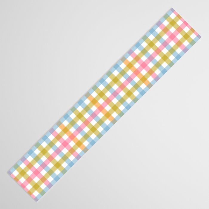 Pastel Gingham Plaid Multicolored Checkered Pattern Table Runner Gallery Image 3