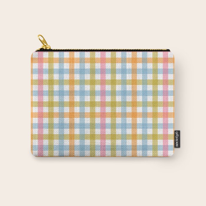 Pastel Gingham Plaid Multicolored Checkered Pattern Carry All Pouch Gallery Image 1