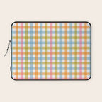 Pastel Gingham Plaid Multicolored Checkered Pattern Laptop Sleeve Gallery Image 1