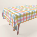 Pastel Gingham Plaid Multicolored Checkered Pattern Tablecloth Gallery Image 1