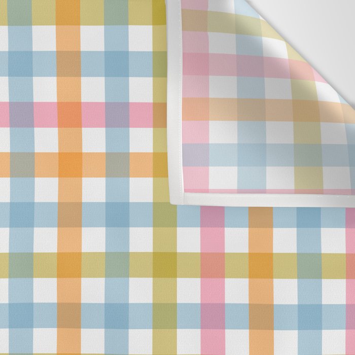 Pastel Gingham Plaid Multicolored Checkered Pattern Wall Tapestry Gallery Image 3