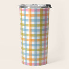 Pastel Gingham Plaid Multicolored Checkered Pattern Travel Mug Gallery Image 2