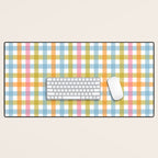 Pastel Gingham Plaid Multicolored Checkered Pattern Desk Mat Gallery Image 1