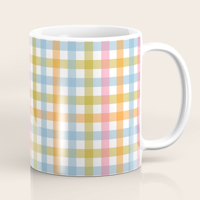 Pastel Gingham Plaid Multicolored Checkered Pattern Coffee Mug Gallery Image 1