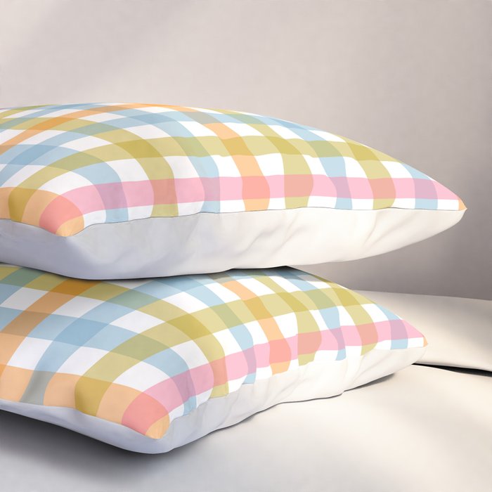Pastel Gingham Plaid Multicolored Checkered Pattern Pillow Sham Gallery Image 3