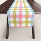Pastel Gingham Plaid Multicolored Checkered Pattern Table Runner Gallery Image 1