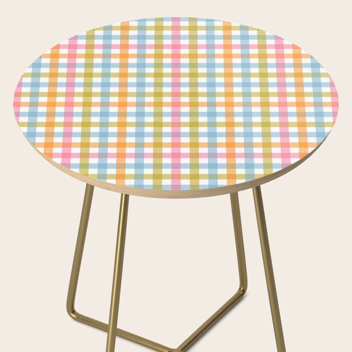 Pastel Gingham Plaid Multicolored Checkered Pattern Side Table Gallery Image 2