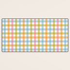 Pastel Gingham Plaid Multicolored Checkered Pattern Desk Mat Gallery Image 3