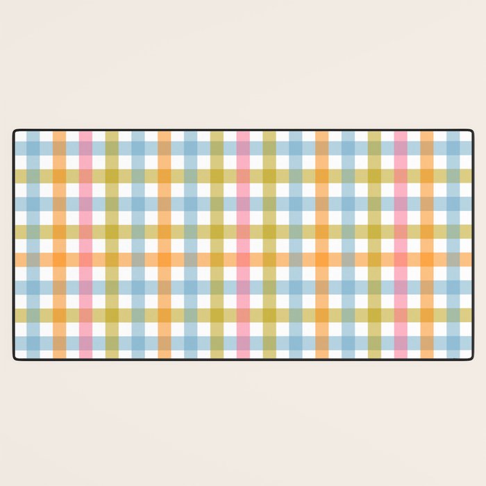 Pastel Gingham Plaid Multicolored Checkered Pattern Desk Mat Gallery Image 3