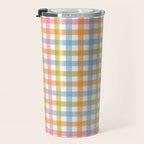 Pastel Gingham Plaid Multicolored Checkered Pattern Travel Mug Gallery Image 3