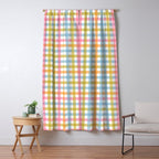 Pastel Gingham Plaid Multicolored Checkered Pattern Window Curtain Gallery Image 5